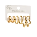 Trois paires de boucles d'oreilles en acier inoxydable doré avec motifs étoile et lisse - Lot de 3 Paires Créoles Étoile / Étoile Dorée