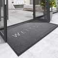 Felpudo gris rectangular estilo nórdico con textura y letras Welcome para la entrada - 90*150CM / Gris Romano