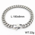 Polished silver cuban chain bracelet for men and women, 180x8mm size with buckle clasp - Style A 8mm-180mm