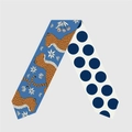 Blue leopard and floral print silk scarf with contrasting white polka dot pattern - Polka Dot Leopard
