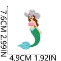 Detailed embroidery patch showing a mermaid with cowboy hat including exact size markings - No.9 (Mermaid with Cowboy Hat)