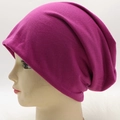 Slouchy knit beanie in bright rose red soft cotton fabric for autumn and winter wear - Adjustable / Rose Purple