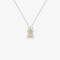 Collana con ciondolo a forma di scarabeo in argento S925 con zirconi gialli e viola - Platino Ragno