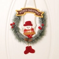 Weihnachtskranz mit Schneemann-Plüschfigur, roten Beeren und Merry Christmas Banner - Einzelner Schneemann Kranz - Ohne Licht