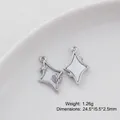 Silver star and moon DIY jewelry pendant with white enamel finish, size 24.5x15.5mm - 1# Star
