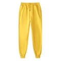 Bright yellow thermal sports sweatpants with drawstring waist and ribbed ankle cuffs - Yellow