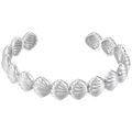 Silver shell-shaped open adjustable bracelet with a minimalist ocean-style beach design - Silver Shell Bracelet