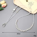 Lanière de téléphone perlée 60cm avec perles blanches et pendentif en cœur - Perle Blanche Cristal AB Cœur