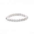 Natural white howlite 8mm round bead bracelet with grey veining on elastic cord - 8mm / Howlite