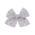 Close-up of lavender lace bow hair clip with intricate hollow embroidery details - Lavender (4)