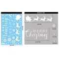 Merry Christmas glass stickers with reindeer and snowflakes layout measurements - BQ446 Merry Christmas