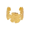 Golden cuff bracelet featuring intricate layered flower design and vintage metal finish - Gold Big Five Flowers