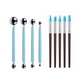 9-piece set with blue metal ball stylus tools and silicone clay sculpting pens - 9-piece Set Type B (blue Ball Stick + 8mm Blue Silicone Pen)