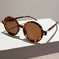Lunettes de soleil rondes vintage avec monture écaille classique et verres teintés marron - Monture Léopard Verres Thé Branche Léopard