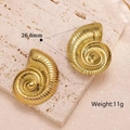 Golden spiral conch shell earrings in stainless steel with 26.6mm diameter and 11g weight - EH663-Conch Texture
