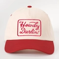 Vintage cream and red Howdy Darlin' embroidered baseball cap with adjustable strap - Adjustable / Off-white Spliced Red