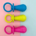 Jouets à mâcher durables pour chiens en forme de sucette, couleurs bleu, jaune et rose - Petite Tétine avec Cloche
