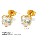Eleganti orecchini a lobo a cuore in zircone dorato con dimensioni del prodotto - Orecchini In Zirconia Bianca (EH546)