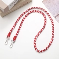 Detail of red and white woven phone strap with metal spring buckles in a clean layout - 12mm Width / Red