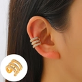 Three-layer gold spiral ear cuff with sparkling zircons for non-pierced ears - Mid KC Gold - Triple Spiral Design (S215)