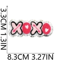 Pink and white XOXO chenille patch with silver sequins, size 8.3x3.3cm detail view - No.5-XOXO Letters