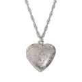 Collana a medaglione a cuore argento con trama vintage in rilievo e motivo centrale - Medaglione Cuore a Graticcio / Color Acciaio