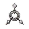 Black gunmetal circular necklace clasp with diamond accents and arrow charms - Style-L0303-D (Gun Black 3-Arm Pave Clasp)