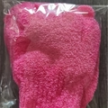 Exfoliating pink scrubbing glove made of textured fabric in transparent packaging - 6 Pcs Set / Rose Red