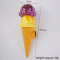 Aimant de réfrigérateur cornet de glace double boule violet et jaune, hauteur 18,5 cm - Violet
