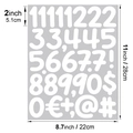 2 inch white waterproof vinyl number stickers with dimensions for posters and gifts - 2 Inch Cartoon Numbers & Symbols - White
