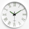 30cm silent quartz wall clock with Roman numerals and luminous hands in white finish - 12 Inch / Roman Numerals White Dial White Frame
