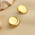 Minimalistische ovale roestvrijstalen oorbellen in goudkleur met gepolijst oppervlak - Goud Rond Glad Concaaf