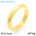 Gold polished stainless steel ring 3.7mm width available in sizes 6 to 12 - US 7 / Polished Gold (KR112667-GC)