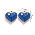 Blue heart evil eye pendant with 17mm outer diameter and golden bail attachment - Gold Dark Blue Evil Eye Heart