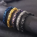Byzantinische Titanstahl 8mm V-Kettenarmbänder in mehreren Farben für Herren - 8mm Breite x 22cm Länge (Armband) / Gold