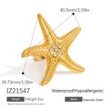 18K vergulde zeester ring met strass steentjes, waterbestendig roestvrij staal - Gouden Zeester Stijl (JZ21547)