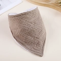Detail of light brown double-layer cotton gauze baby bib with white terry lining - Dark Coffee