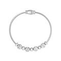 Silver cable wire bracelet with sparkling zircon beads and a magnetic clasp closure - Steel Color Bangle (Z277)