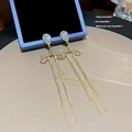 Orecchini a nappa dorati con fiocco e scintillanti cristalli di zircone a goccia - Frangia con Fiocco in Zircone a Goccia Oro (E0322 Oro)