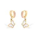 Goldene Schmetterlings-Ohrhänger mit rosa Zirkonia und Details aus weißer Perlmutteinlage - Gold + Rosa Zirkonia (KDE581)