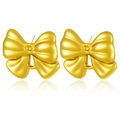 Elegant gold bow-shaped stud earrings in polished stainless steel for women - Polished Bow Stud
