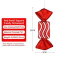 Red candy shaped Christmas tree pendant with white stripes made of painted PVC - 20cm Red Square Wave