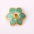 Perle intercalaire fleur verte émaillée aux bords dorés pour bijoux anciens DIY - 7721 Or Vert (6 Pétales)