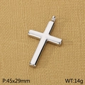 Gepolijste zilveren roestvrijstalen kruishanger, 45x29mm minimalistisch sieraad voor koppels - Alleen Hanger / Zilver