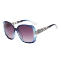 Oversized polarized sunglasses with teal gradient frame and sparkling diamond temples - Normal Lens / Blue Frame Gradient Gray