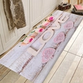 Close-up of flannel absorbent kitchen mat with LOVE text and pink rose patterns - 40x60cm / Pink Rose LOVE-1