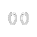Minimalistische S925 sterling zilveren zeshoekige oorringen met verticale textuur - 925 zilver / Witgoud