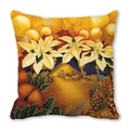 Christmas tree pillow case with nativity scene oil painting and poinsettia patterns - 18x18 Inch / 20
