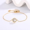 Elegant 18k gold plated stainless steel bracelet with a round sparkling cubic zirconia crystal - Gold with White Zircon