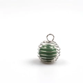 Silver spiral cage pendant with green aventurine crystal stone for DIY necklace jewelry - Green Aventurine